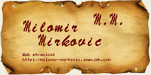Milomir Mirković vizit kartica